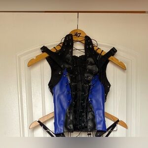 Black and Blue Lace-Up Moto Corset